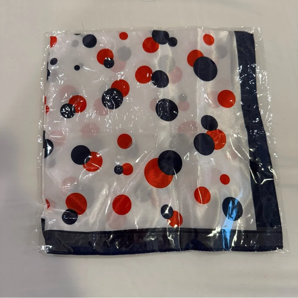 NWT Polka Dot Scarf with Red and Navy Dots